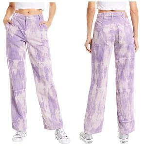 New Free People Pants 26 Corduroy Tie Dye Reese Pitched Straight Cord Purple